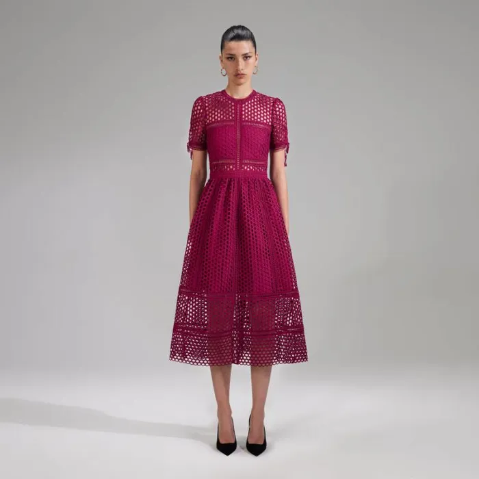 Dresses Woman SelfPortrait Burgundy Chiffon Pleated Midi Dress Dresses Woman SelfPortrait Burgundy Chiffon Pleated Midi Dress