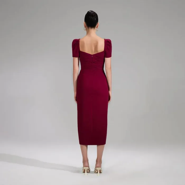 Dresses Woman SelfPortrait Burgundy Chiffon Pleated Midi Dress Dresses Woman SelfPortrait Burgundy Chiffon Pleated Midi Dress
