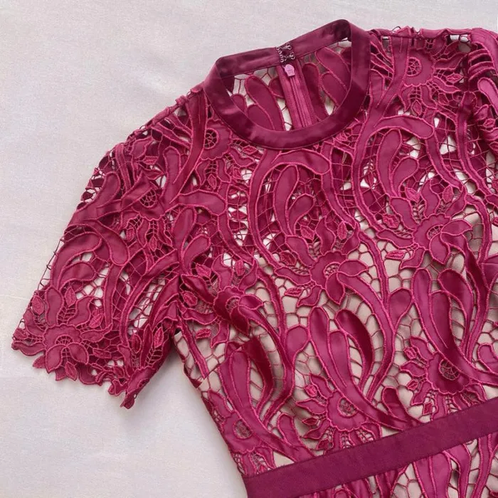 Dresses Woman SelfPortrait Burgundy Floral Lace Midi Dress Dresses Woman SelfPortrait Burgundy Floral Lace Midi Dress