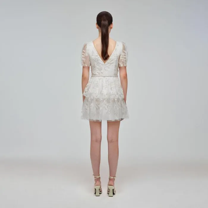 Dresses Woman SelfPortrait Champagne Sequinned Tiered Mini Dress Dresses Woman SelfPortrait Champagne Sequinned Tiered Mini Dress