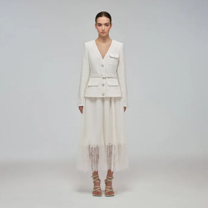 Dresses Woman SelfPortrait Chiffon Lace Trim Midi Dress Dresses Woman SelfPortrait Chiffon Lace Trim Midi Dress