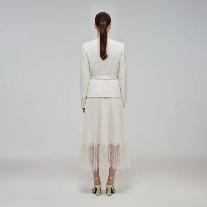 Dresses Woman SelfPortrait Chiffon Lace Trim Midi Dress Dresses Woman SelfPortrait Chiffon Lace Trim Midi Dress