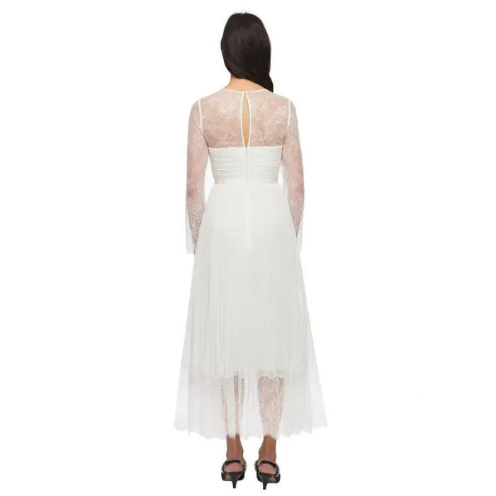 Dresses Woman SelfPortrait Chiffon Lace Trim Midi Dress Dresses Woman SelfPortrait Chiffon Lace Trim Midi Dress
