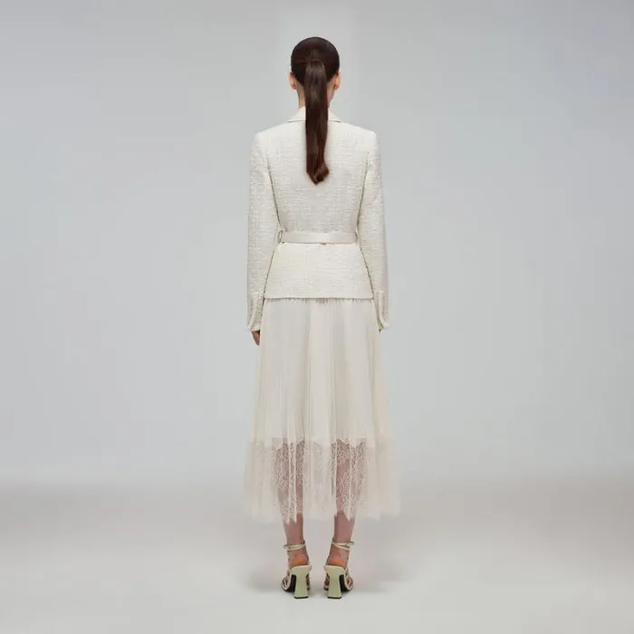 Dresses Woman SelfPortrait Chiffon Lace Trim Midi Dress Dresses Woman SelfPortrait Chiffon Lace Trim Midi Dress