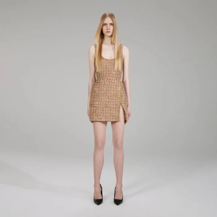 Dresses Woman SelfPortrait Cream Boucle Tailored Mini Dress Dresses Woman SelfPortrait Cream Boucle Tailored Mini Dress