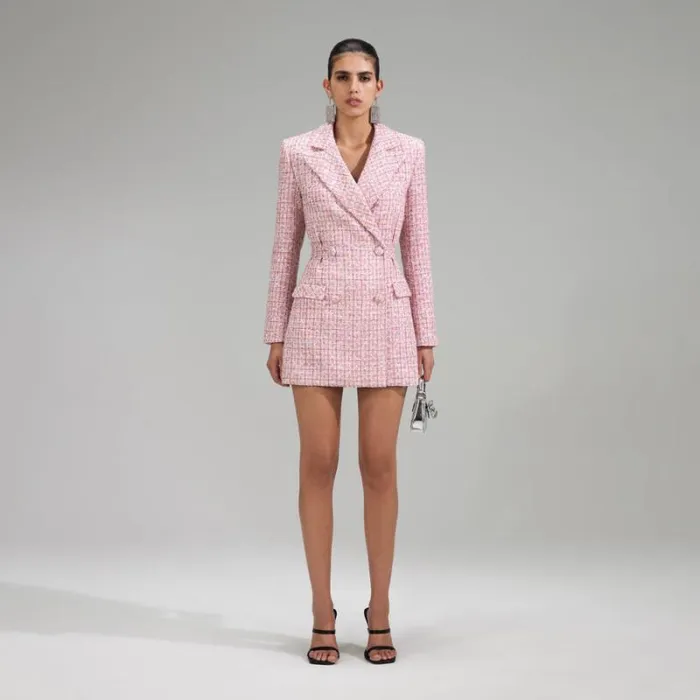 Dresses Woman SelfPortrait Cream Boucle Tailored Mini Dress Dresses Woman SelfPortrait Cream Boucle Tailored Mini Dress