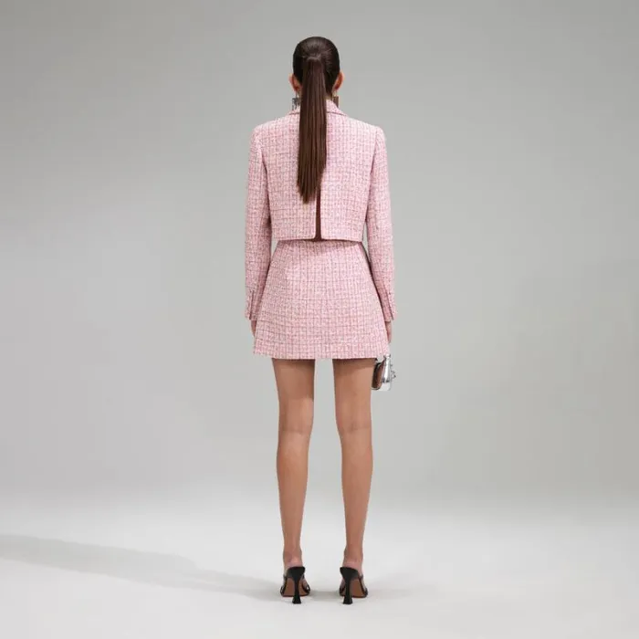 Dresses Woman SelfPortrait Cream Boucle Tailored Mini Dress Dresses Woman SelfPortrait Cream Boucle Tailored Mini Dress