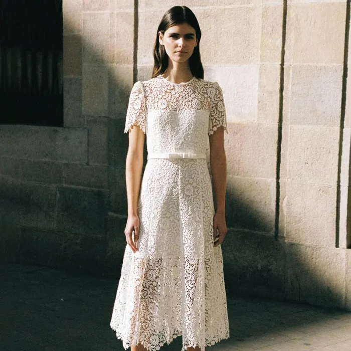 Dresses Woman SelfPortrait Cream Floral Guipure Midi Dress Dresses Woman SelfPortrait Cream Floral Guipure Midi Dress
