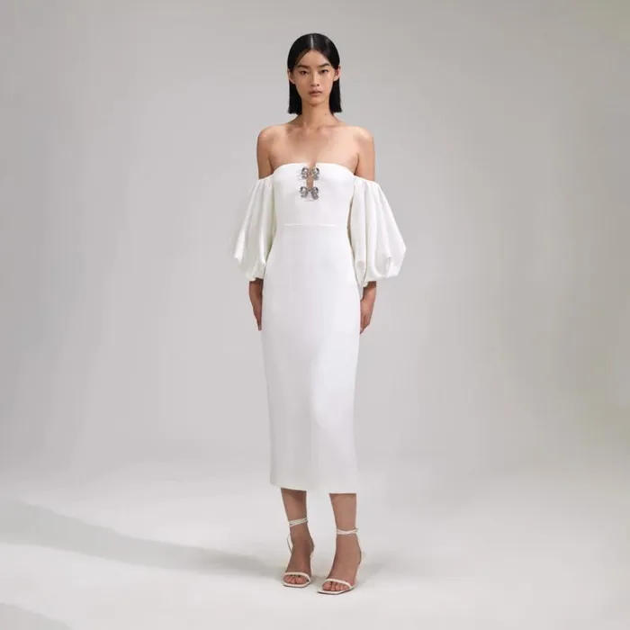 Dresses Woman SelfPortrait Cream Floral Guipure Midi Dress Dresses Woman SelfPortrait Cream Floral Guipure Midi Dress