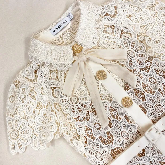Dresses Woman SelfPortrait Cream Floral Guipure Midi Dress Dresses Woman SelfPortrait Cream Floral Guipure Midi Dress