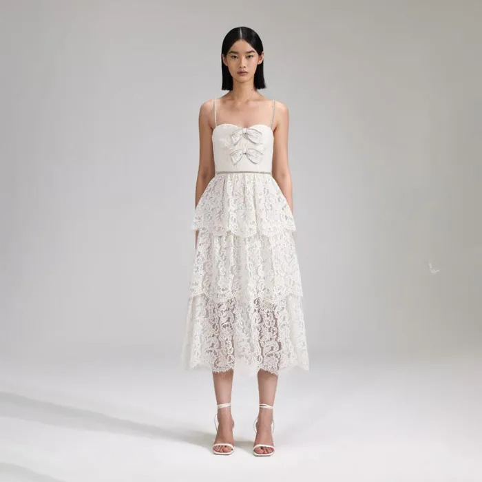 Dresses Woman SelfPortrait Cream Floral Guipure Midi Dress Dresses Woman SelfPortrait Cream Floral Guipure Midi Dress