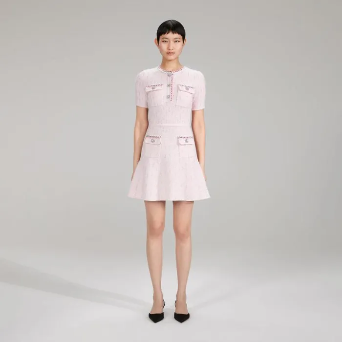 Dresses Woman SelfPortrait Cream Sequin Knitted V Neck Dress Dresses Woman SelfPortrait Cream Sequin Knitted V Neck Dress