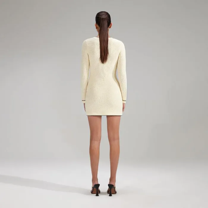 Dresses Woman SelfPortrait Cream Sequin Knitted V Neck Dress Dresses Woman SelfPortrait Cream Sequin Knitted V Neck Dress