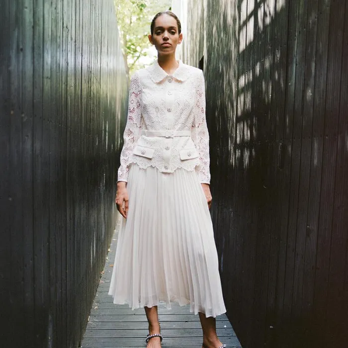 Dresses Woman SelfPortrait Cream Stretch Crepe Maxi Dress Dresses Woman SelfPortrait Cream Stretch Crepe Maxi Dress