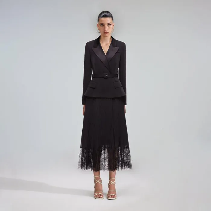 Dresses Woman SelfPortrait Crepe And Chiffon Midi Dress Dresses Woman SelfPortrait Crepe And Chiffon Midi Dress