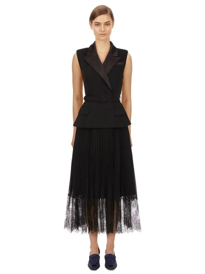 Dresses Woman SelfPortrait Crepe And Chiffon Midi Dress Dresses Woman SelfPortrait Crepe And Chiffon Midi Dress