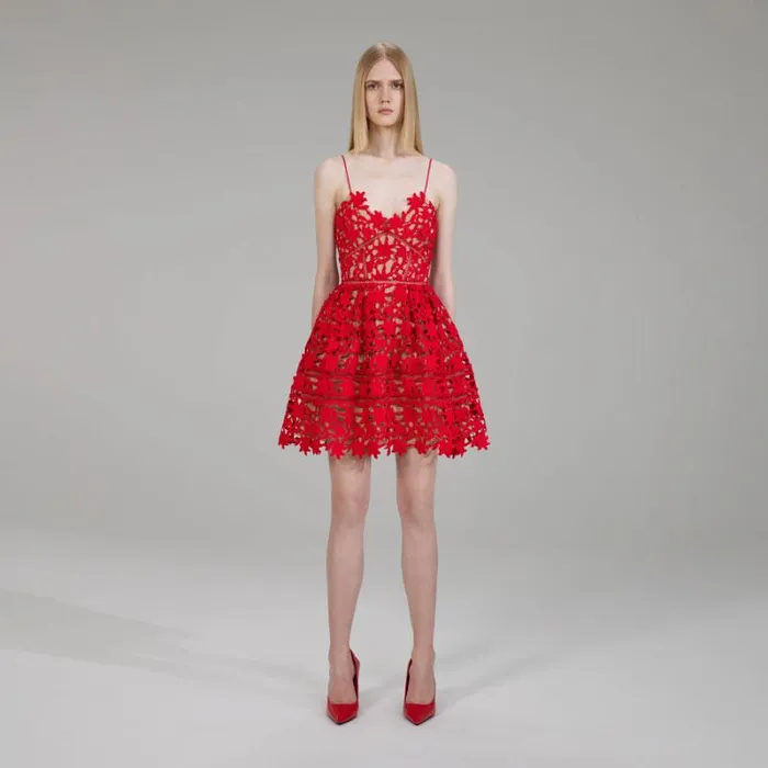 Dresses Woman SelfPortrait Crimson Mini Azaelea Dress
