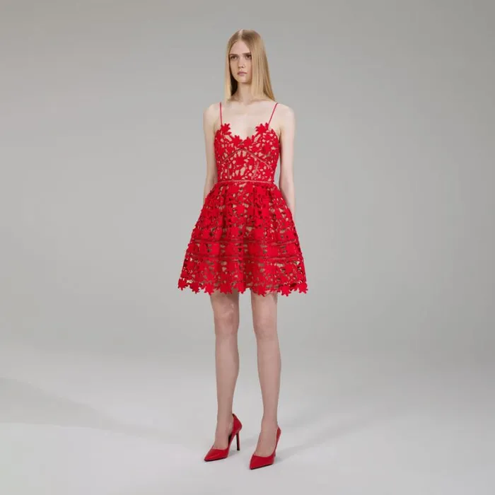 Dresses Woman SelfPortrait Crimson Mini Azaelea Dress Dresses Woman SelfPortrait Crimson Mini Azaelea Dress