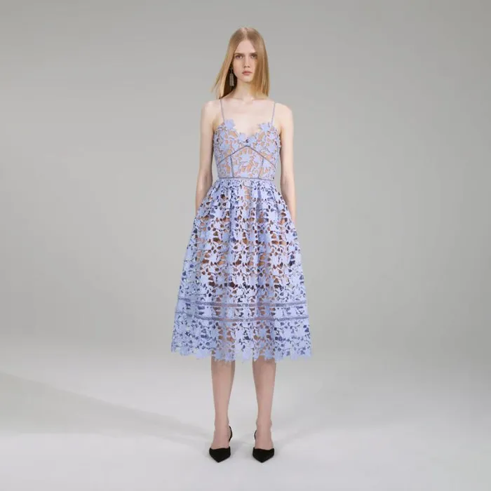 Dresses Woman SelfPortrait Dark Blue Magnolia Lace Midi Dress Dresses Woman SelfPortrait Dark Blue Magnolia Lace Midi Dress