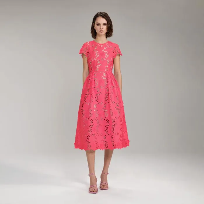 Dresses Woman SelfPortrait Dark Blue Magnolia Lace Midi Dress Dresses Woman SelfPortrait Dark Blue Magnolia Lace Midi Dress