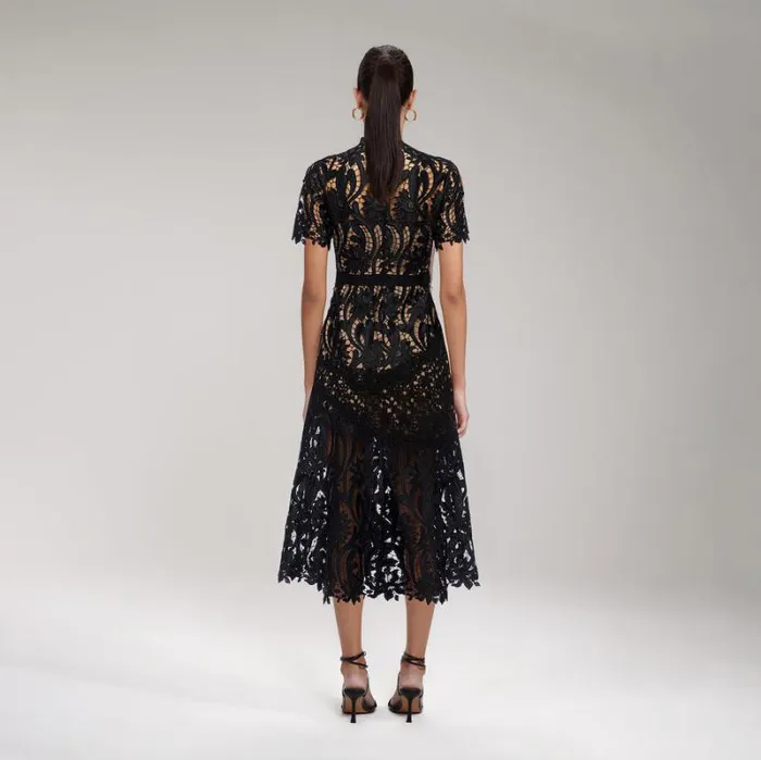 Dresses Woman SelfPortrait Dark Blue Magnolia Lace Midi Dress Dresses Woman SelfPortrait Dark Blue Magnolia Lace Midi Dress
