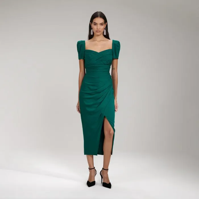 Dresses Woman SelfPortrait Deep Teal Iris Midi Dress Dresses Woman SelfPortrait Deep Teal Iris Midi Dress