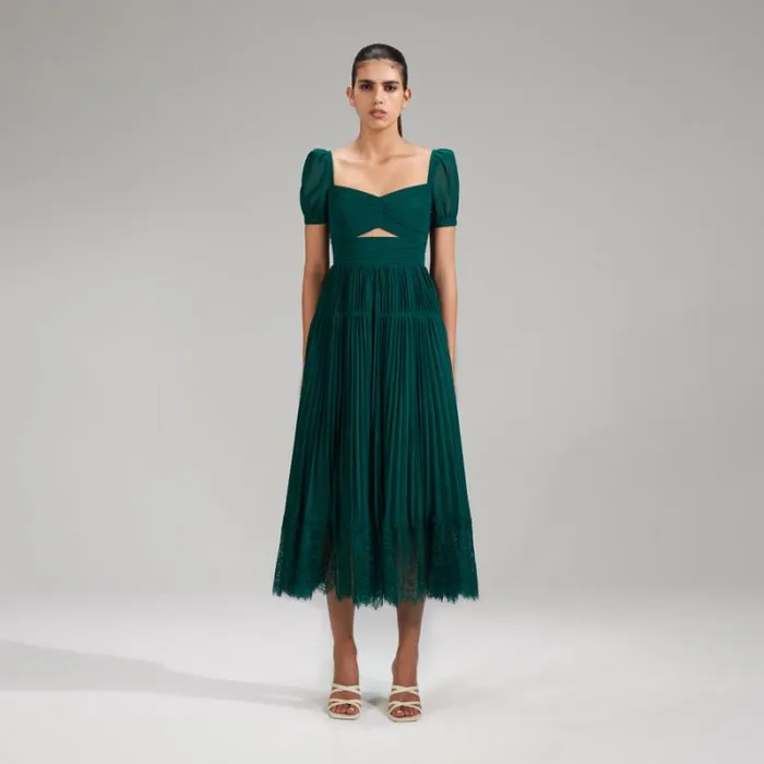 Dresses Woman SelfPortrait Deep Teal Iris Midi Dress Dresses Woman SelfPortrait Deep Teal Iris Midi Dress