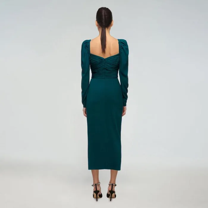 Dresses Woman SelfPortrait Deep Teal Iris Midi Dress Dresses Woman SelfPortrait Deep Teal Iris Midi Dress