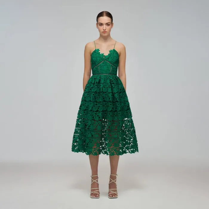 Dresses Woman SelfPortrait Green Azaelea Midi Dress