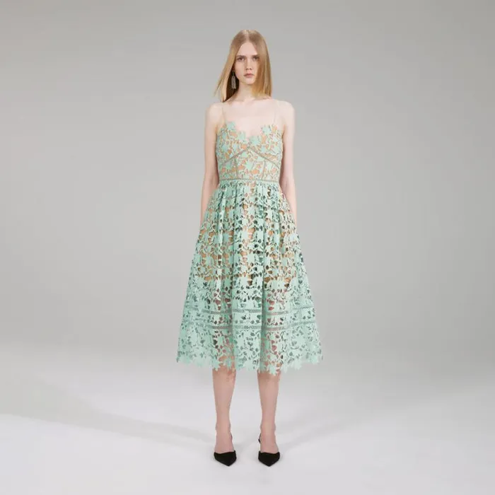 Dresses Woman SelfPortrait Green Azaelea Midi Dress Dresses Woman SelfPortrait Green Azaelea Midi Dress