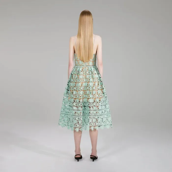 Dresses Woman SelfPortrait Green Azaelea Midi Dress Dresses Woman SelfPortrait Green Azaelea Midi Dress