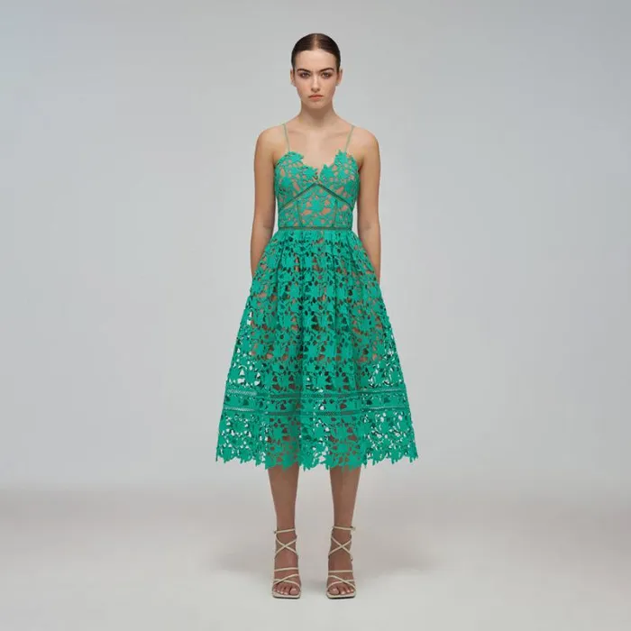 Dresses Woman SelfPortrait Green Azaelea Midi Dress Dresses Woman SelfPortrait Green Azaelea Midi Dress