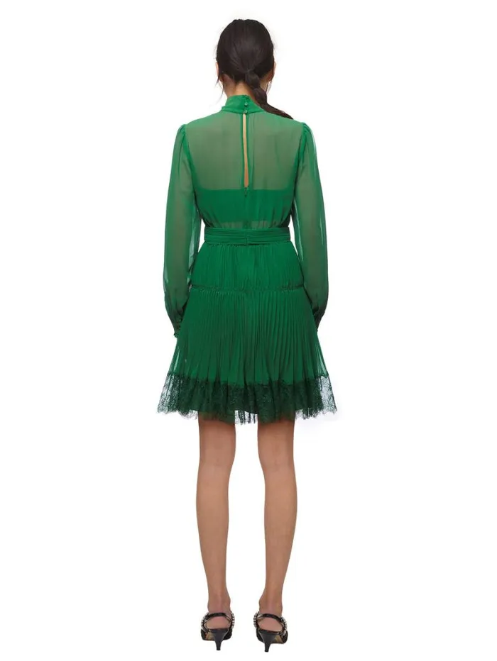 Dresses Woman SelfPortrait Green Chiffon Ruffle Midi Dress Dresses Woman SelfPortrait Green Chiffon Ruffle Midi Dress