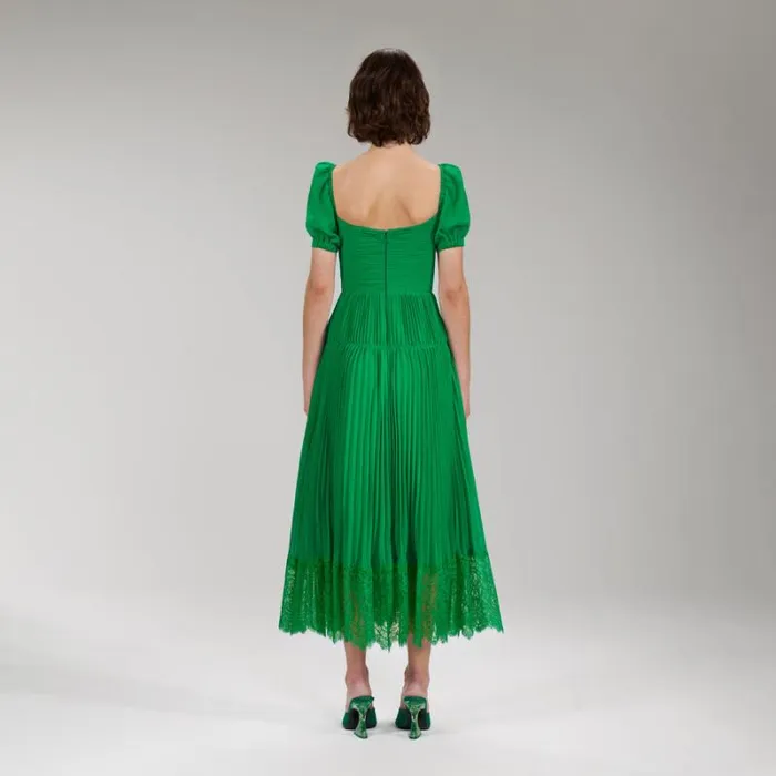 Dresses Woman SelfPortrait Green Chiffon Ruffle Midi Dress Dresses Woman SelfPortrait Green Chiffon Ruffle Midi Dress