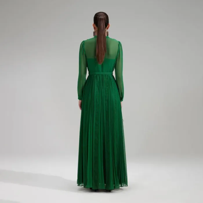 Dresses Woman SelfPortrait Green Chiffon Ruffle Midi Dress Dresses Woman SelfPortrait Green Chiffon Ruffle Midi Dress