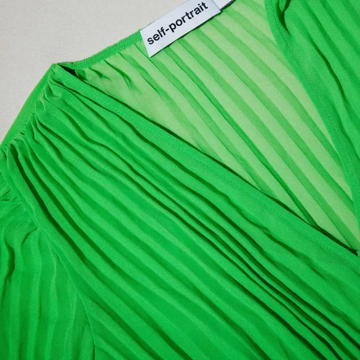 Dresses Woman SelfPortrait Green Chiffon Ruffle Midi Dress Dresses Woman SelfPortrait Green Chiffon Ruffle Midi Dress