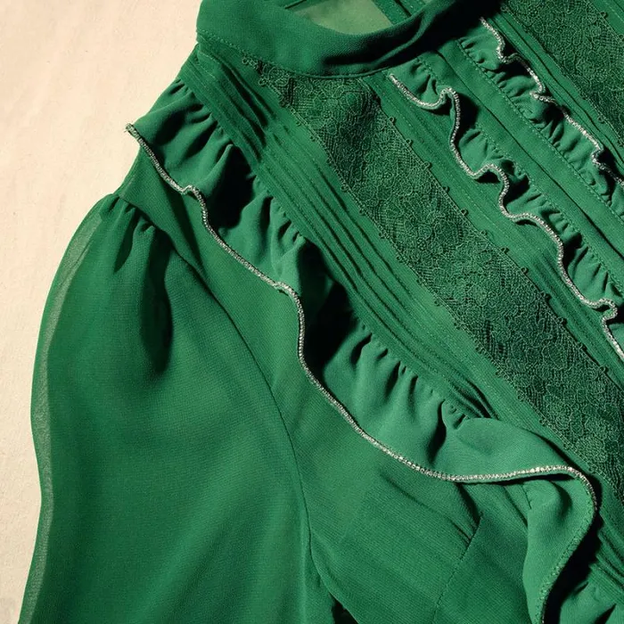 Dresses Woman SelfPortrait Green Pleated Rhinestone Detail Maxi Dress Dresses Woman SelfPortrait Green Pleated Rhinestone Detail Maxi Dress
