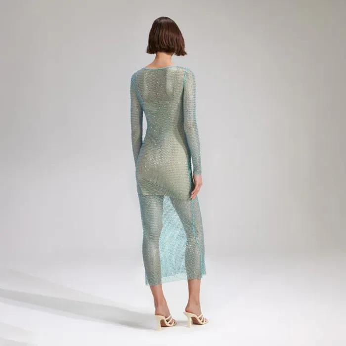 Dresses Woman SelfPortrait Green Rhinestone Mesh Keyhole Mini Dress Dresses Woman SelfPortrait Green Rhinestone Mesh Keyhole Mini Dress