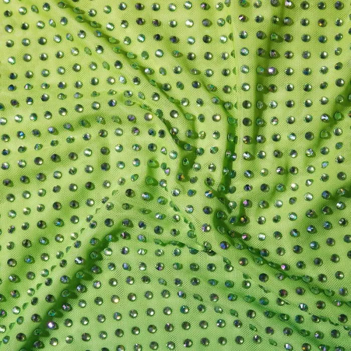Dresses Woman SelfPortrait Green Rhinestone Mesh Keyhole Mini Dress Dresses Woman SelfPortrait Green Rhinestone Mesh Keyhole Mini Dress