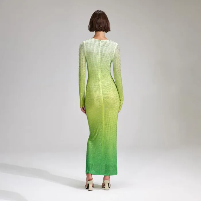 Dresses Woman SelfPortrait Green Rhinestone Mesh Keyhole Mini Dress Dresses Woman SelfPortrait Green Rhinestone Mesh Keyhole Mini Dress