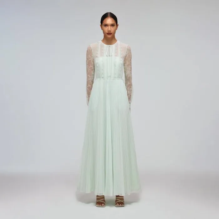 Dresses Woman SelfPortrait Green Tiered Cord Lace Maxi Dress Dresses Woman SelfPortrait Green Tiered Cord Lace Maxi Dress