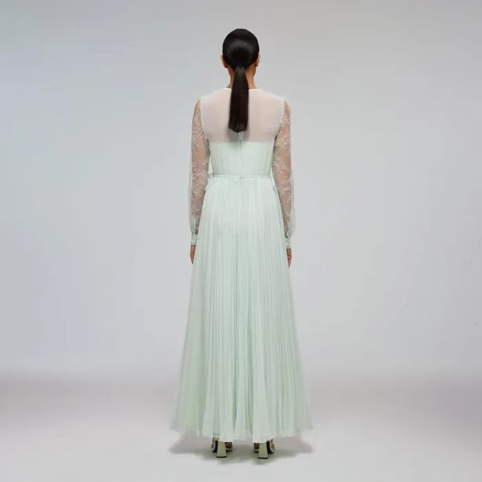 Dresses Woman SelfPortrait Green Tiered Cord Lace Maxi Dress Dresses Woman SelfPortrait Green Tiered Cord Lace Maxi Dress