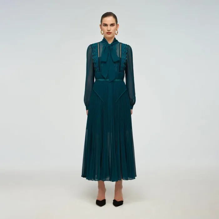 Dresses Woman SelfPortrait Green Tiered Cord Lace Maxi Dress Dresses Woman SelfPortrait Green Tiered Cord Lace Maxi Dress