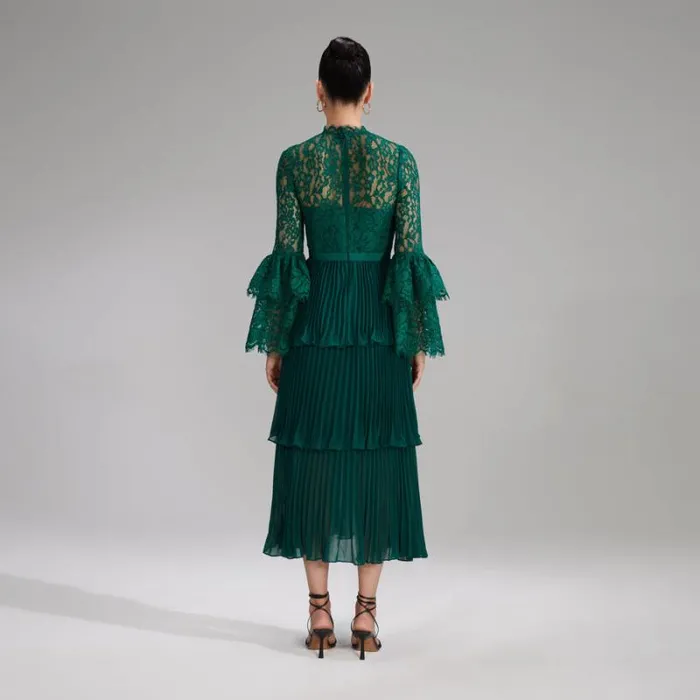 Dresses Woman SelfPortrait Green Tiered Cord Lace Maxi Dress Dresses Woman SelfPortrait Green Tiered Cord Lace Maxi Dress