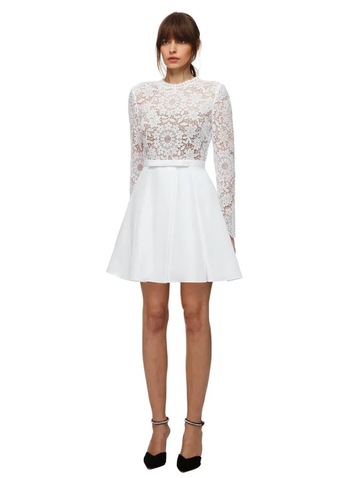 Dresses Woman SelfPortrait Guipure Lace And Taffeta Mini Dress Dresses Woman SelfPortrait Guipure Lace And Taffeta Mini Dress