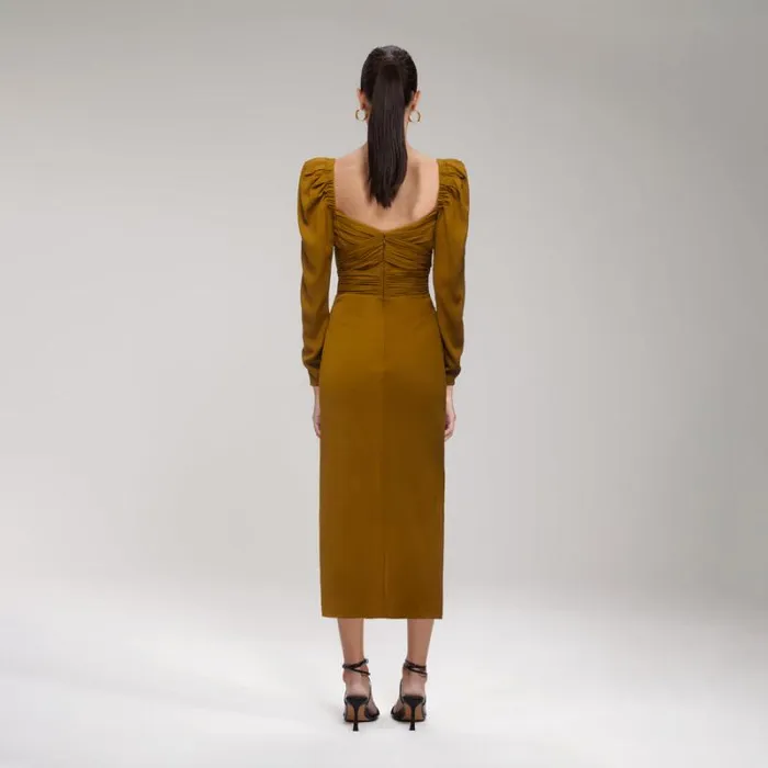 Dresses Woman SelfPortrait Ivory Stretch Crepe Midi Dress Dresses Woman SelfPortrait Ivory Stretch Crepe Midi Dress