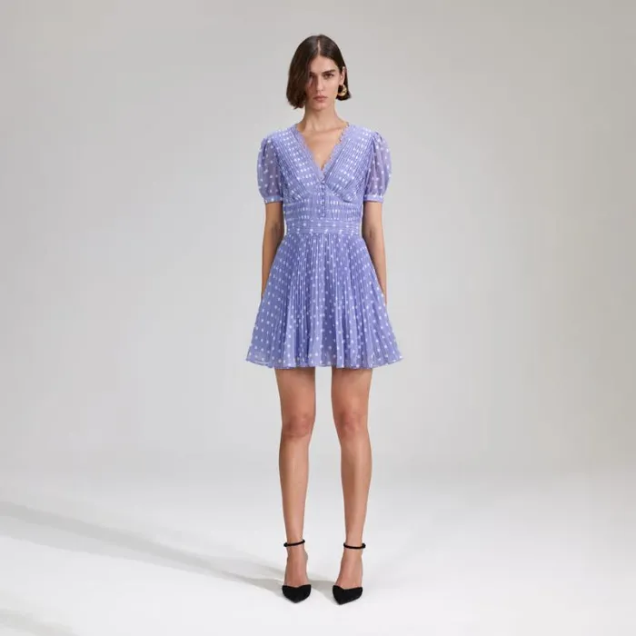 Dresses Woman SelfPortrait Lilac Polka Dot Tiered Chiffon Midi Dress Dresses Woman SelfPortrait Lilac Polka Dot Tiered Chiffon Midi Dress