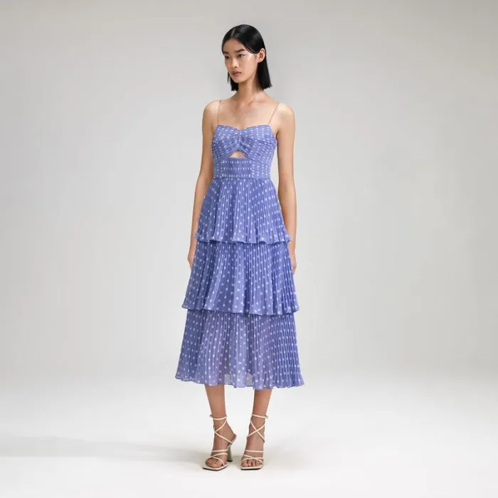 Dresses Woman SelfPortrait Lilac Polka Dot Tiered Chiffon Midi Dress Dresses Woman SelfPortrait Lilac Polka Dot Tiered Chiffon Midi Dress