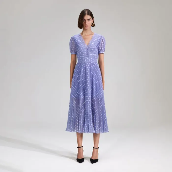 Dresses Woman SelfPortrait Lilac Polka Dot Tiered Chiffon Midi Dress Dresses Woman SelfPortrait Lilac Polka Dot Tiered Chiffon Midi Dress