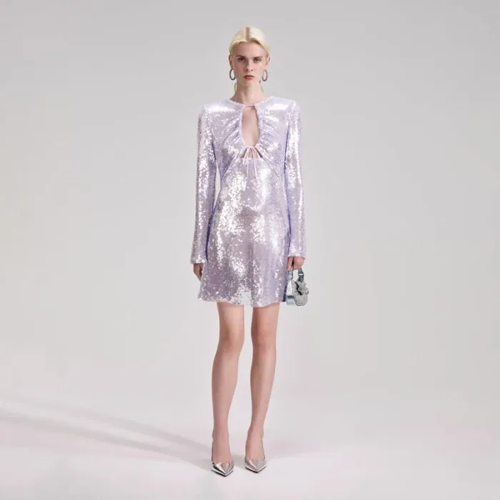 Dresses Woman SelfPortrait Lilac Sequin Knit Mini Dress Dresses Woman SelfPortrait Lilac Sequin Knit Mini Dress
